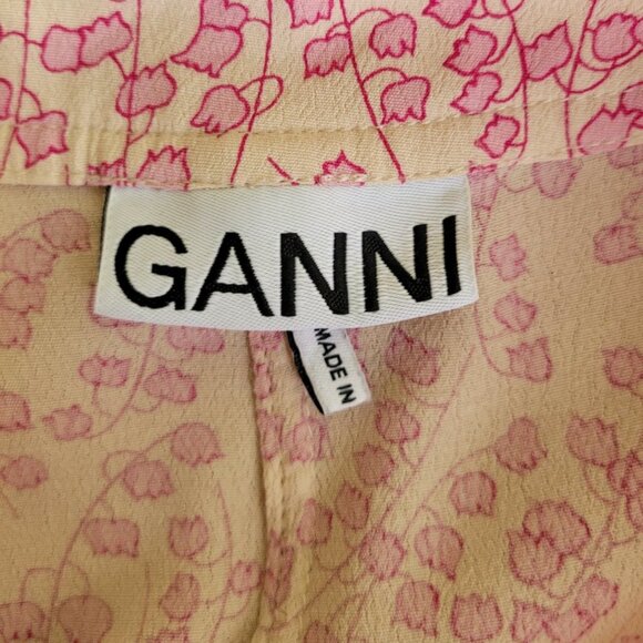 Ganni Boho Romantic Gorgeous 100% Viscose Floral Crepe Midi Skirt size 4 EUC - Picture 10 of 16